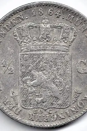 Popularny Nederland 1864 ½ Gulden Willem III ZF