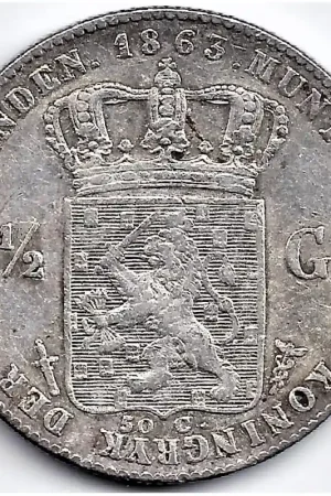 Nederland 1863 ½ Gulden Willem III ZF Szybka dostawa