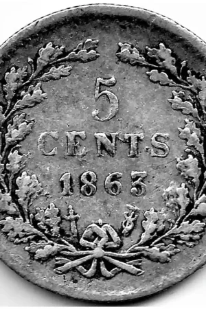 Wyprzedaż Nederland 1863 5 Cent Willem III F +