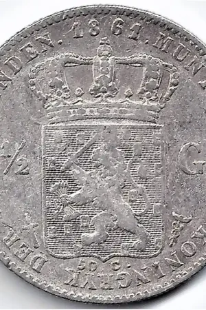 Nederland 1861 ½ Gulden Willem III ZF- Tani