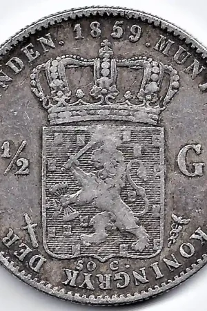 Nederland 1859 ½ Gulden Willem III ZF- Zwrot pieniędzy
