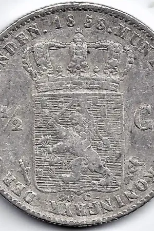 Autentyczny Nederland 1858 ½ Gulden Willem III ZF-