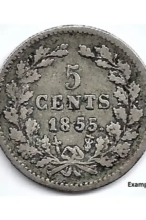 Nederland 1855 5 Cent Willem III F Popularny