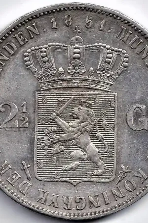 Nederland 1851 (a)2½ Gulden Willem III UNC- Autentyczny