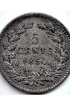 Szybka dostawa Nederland 1850 5 Cent Willem III ZF+