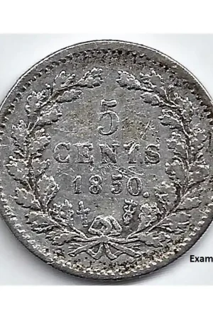 Zwrot pieniędzy Nederland 1850 5 Cent Willem III F met lage nul