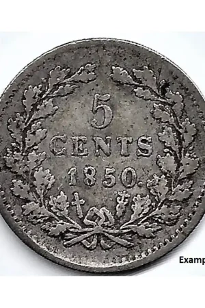 Nederland 1850 5 Cent Willem III F Oryginalny