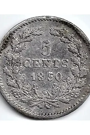 Ostatnia szansa Nederland 1850 5 CentWillem III F met '5 over 5'
