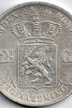 Oryginalny Nederland 18502½ Gulden Willem III P+