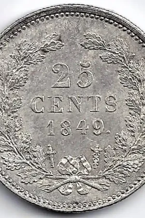 Nederland 1849 25 Cent Willem II UNC- Oryginalny