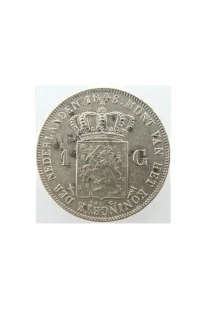 Oryginalny Nederland 1848 1 Gulden 1848 Willem II Zf