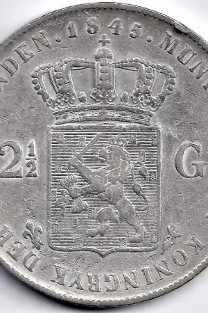 Wysoka jakość Nederland 1845b 2½ Gulden Willem II ZF-