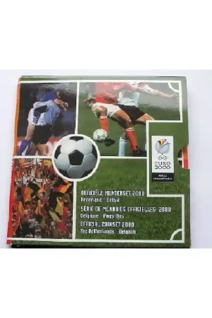 5 Gulden 2000 voetbal FDC Uefa set Ned.-België Met 2x 50 Franc Nowość