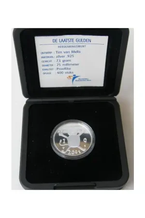 1 Gulden 2001 leeuwtje Proof Zilver!! ZELDZAAM Kup teraz