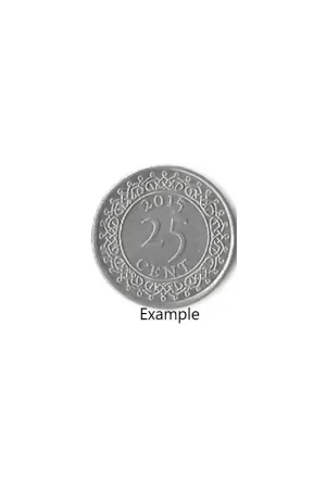 Autentyczny Suriname 25 Cents 2015 Zf