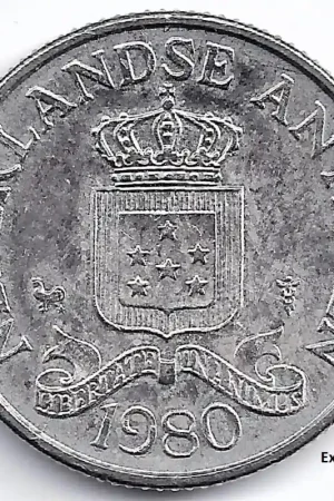 Oryginalny Nederlandse Antillen 1980 25 Cent Beatrix P+