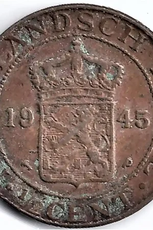 Nederlands Indië 1945P ½ Cent Wilhelmina ZF- HOGE "P" Najlepsza cena