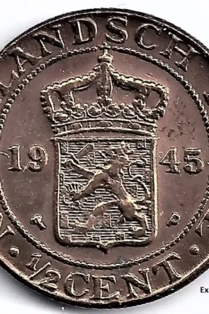 Nederlands Indië 1945P ½ Cent Wilhelmina UNC- Popularny