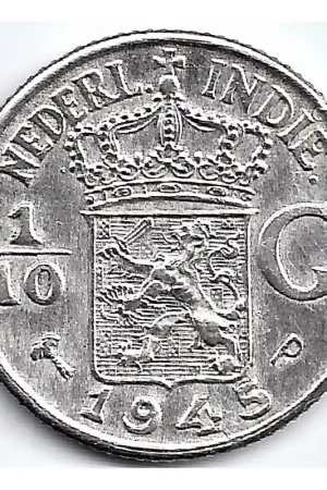 Oferta limitowana Nederlands Indië 1945P 10 Cent Wilhelmina P (P wijst naar bovenkant 5)