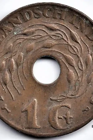 Wysoka jakość Nederlands Indië 1945 P 1 Cent Wilhelmina ZF+