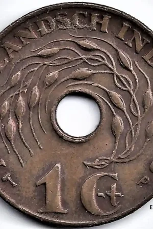 Popularny Nederlands Indië 1945 P 1 Cent Wilhelmina P