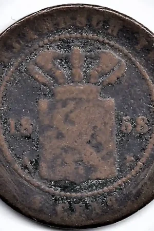 Nederlands Indië 1858 1 Cent Willem III ZG+ Autentyczny