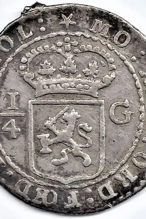 Tylko dziś Nederlands Indië 1802 1/4 gulden Bataafse Republiek ZF+