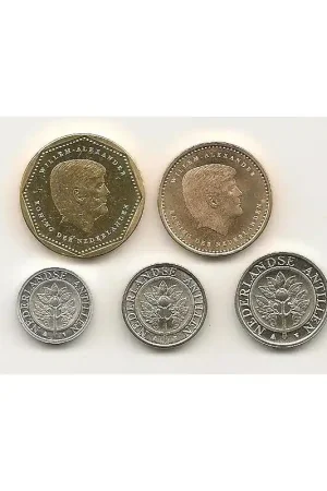 Jaarserie Nederlandse Antillen 2014 1- 5-10-25 cent1 & 5gulden Oryginalny