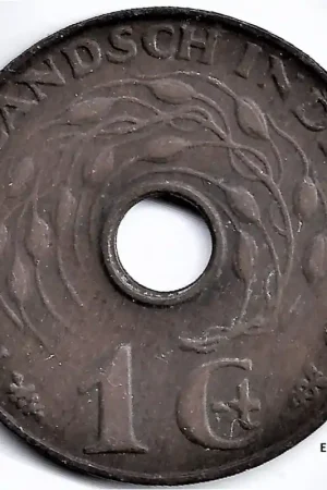 Oryginalny Nederlands Indië 1939 1 CentWilhelmina ZF