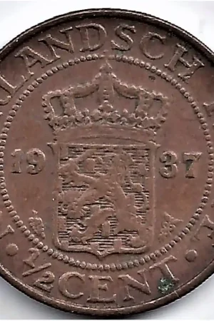 Nederlands Indië 1937 ½ Cent Wilhelmina P- Wysoka jakość
