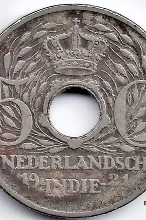 Nederlands Indië 1921 5 Cent Wilhelmina ZF- Autentyczny
