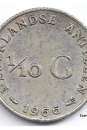Wysoka jakość 1/10 gulden Nederlandse Antillen 1966 ZF+