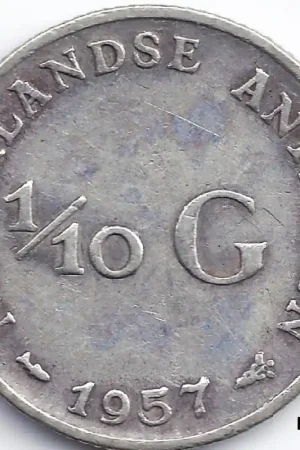 Niska cena 1/10 gulden Nederlandse Antillen 1957 ZF+