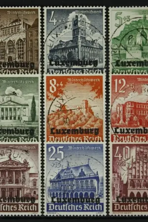 Autentyczny Duitse Bezetting Luxemburg Mi. 33-41