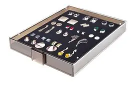 Premium Lindner 2458 Verzamelbox voor speldjes en medailles rookglas zwart