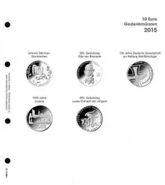 Oryginalny Lindner 1108 D15 Voordrukblad 10 Euro munten Duitsland 2015 incl. K2 blad