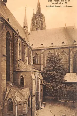 Oryginalny Duitsland Frankfurt a. M. Kaiser-Dom Sakristel Kreuzigungs-Gruppe Deutschland Europa HC59096