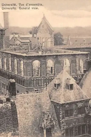 België Ruïnes van Leuven 1914 WO1 Ruines de Louvain Universite d'ensemble La Grande Guerre The Great War 1914-1918 HC58913 Oryginalny