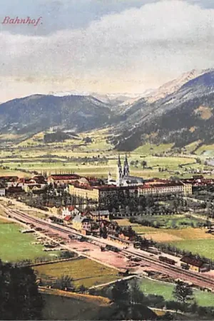 Wysoka jakość Oostenrijk Admont mit dem Bahnhof Steiermark 1918 Austria Station Spoorwegen Bahn Österreich Europa HC58638