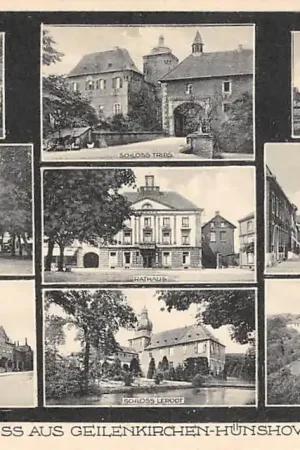 Ekspresowa dostawa Duitsland Geilenkirchen - Hunshoven Schloss Trips und Lerodt Marktstrasse Landratsamt Rathaus Missionshaus Pensionat Honshoven Markt Geilenkirchen 1935 Kasteel Deutschland Europa HC58403