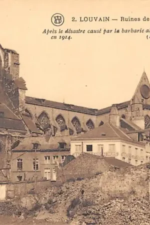 België Leuven Louvain Ruïne van de Kerk St. Pieter; in 1914 door de Duitsers verwoest 1914 - 1918 WO1 Europa HC58295 Premium