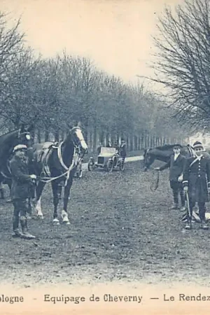 Frankrijk En Sologne Equipage de Cheverny Le Rendez-vous France Europa Paard Herten Jacht Honden HC58235 Zwrot pieniędzy