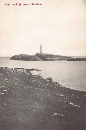 Autentyczny Engeland Shetland Skerries Lighthouse UK England Europa Vuurtoren HC57781