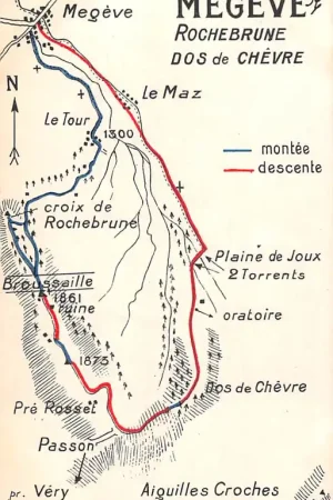 Kup teraz Frankrijk Megève Wandelroutekaart met op achterzijde reclame Bonneville Haute-Savoie France Europa HC56795