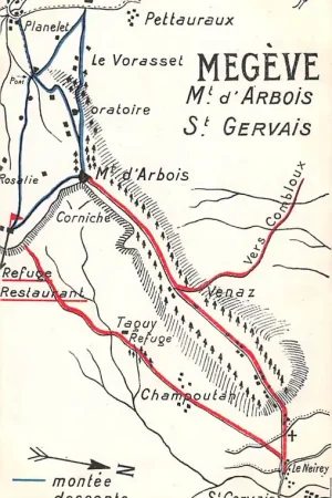 Frankrijk Megève Wandelroutekaart met op achterzijde reclame Bonneville Haute-Savoie France Europa HC56796 Tylko dziś