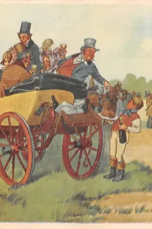 Fantasie Paard en wagen Picknicken in de koets Illustrator Frits Schönpflug Vintage Duitsland Deutschland Europa HC56362 Ostatnia szansa