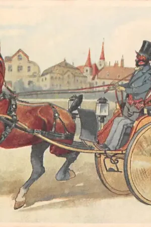 Autentyczny Fantasie Paard en Sjees Koets Illustrator Frits Schönpflug Vintage Duitsland Deutschland Europa HC56360