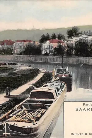 Bezpieczna płatność Duitsland Saarbrücken Partie an der Saar m.d. Winterberg Binnenvaart schepen 1900 Deutschland Europa HC56067