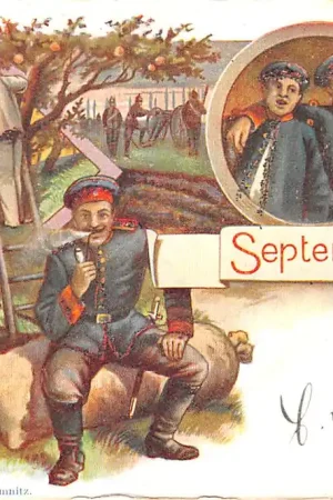 Duitsland Fantasie Maandkaart 1900 September Appel oogst Militair Vintage Deutschland Europa HC55956 Niska cena