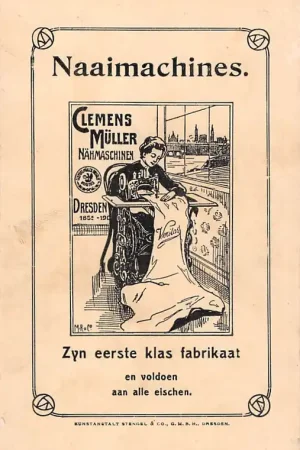 Reclame Naaimachines Clemens Muller Nahmaschinen Dresden Zyn eerste klas fabrikaat en voldoen aan alle eischen Duitsland Deutschland Europa HC55040 Kup teraz